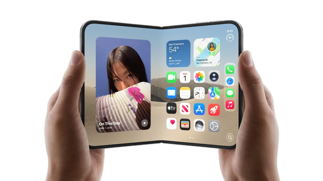 iPhone Duo gập một góc 120 độ kích hoạt chế độ Flex Mode trên iOS 27