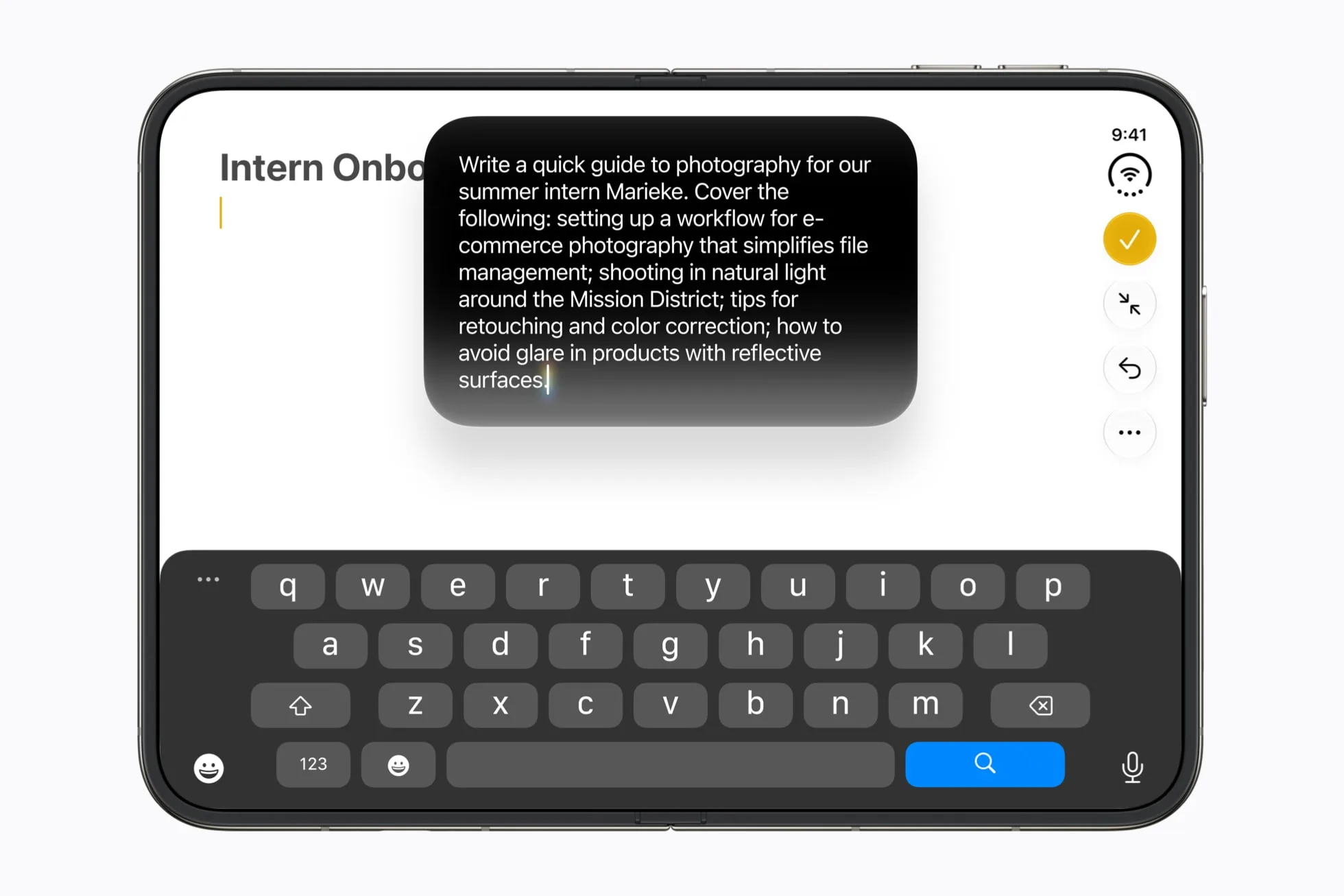 Công cụ Writing Tools được hỗ trợ bởi Siri AI trên iOS 27